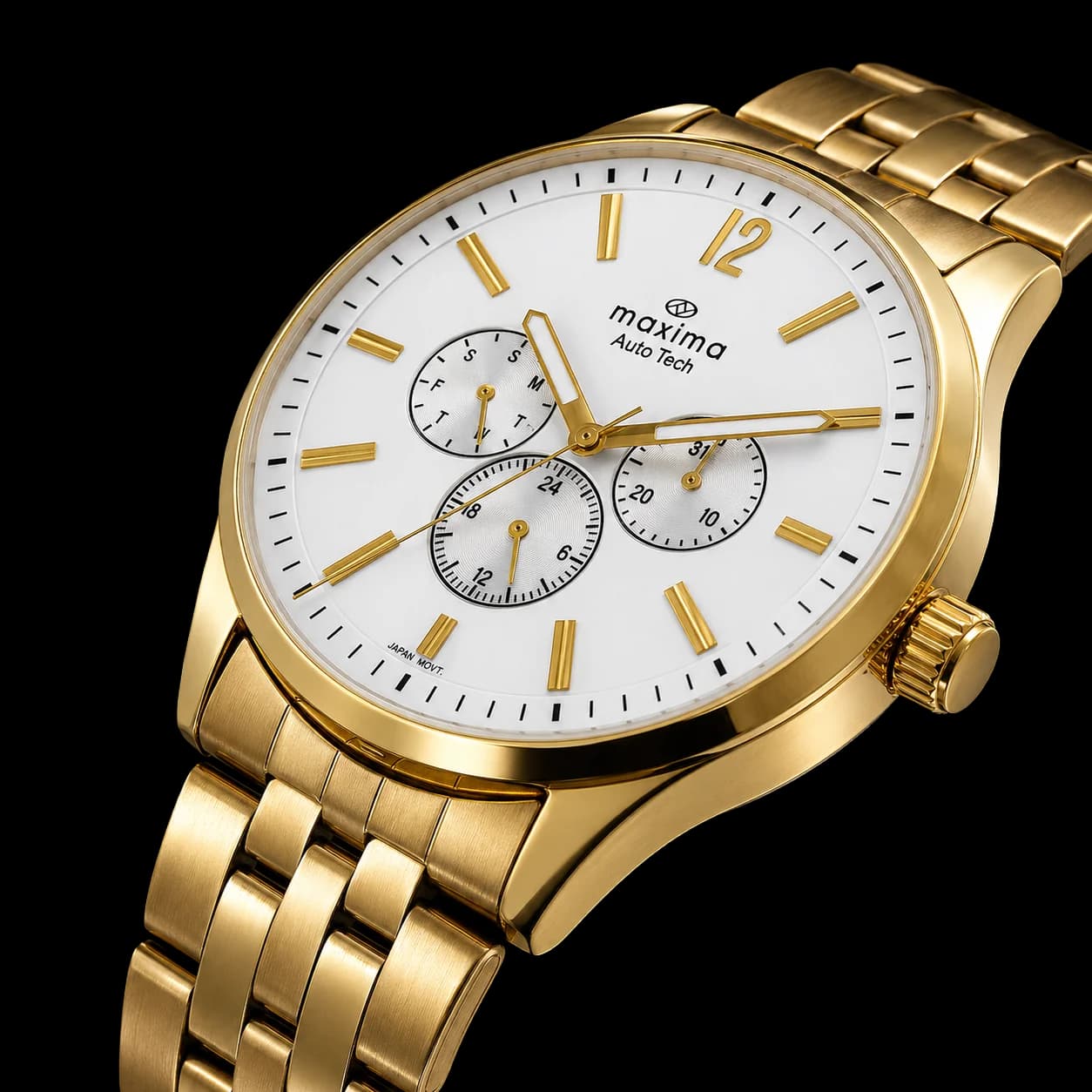 Maxima Apex Gold Sunray Analog Watch