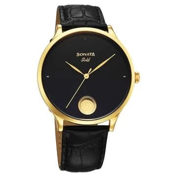 Sonata Classic Gold-Tone Champagne Dial Watch